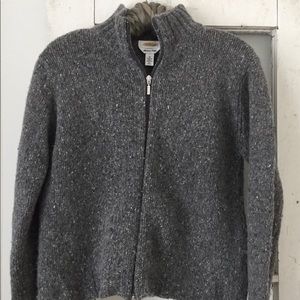 Grey Wool Zip-up Sweater from Talbots